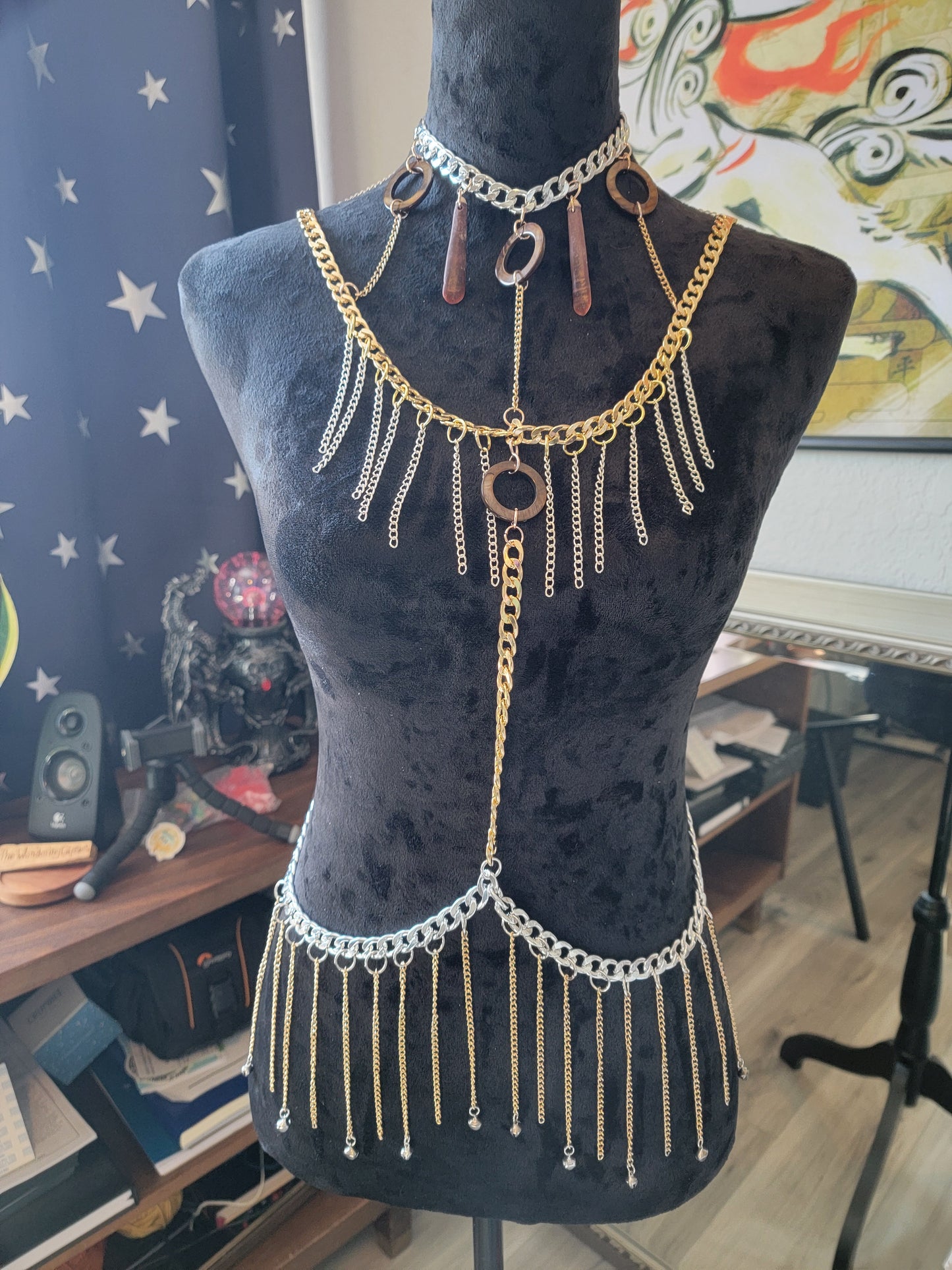 Gold and Natural Shell Body Chain